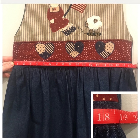 Americana Appliqué Handmade Jean Jumper Dress - Picture 7 of 8